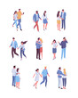 © Oksana_Latysheva - Couple in love spending time together, isometric people vector set isolated on white. Men and women.