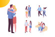 © Oksana_Latysheva - Couple in love spending time together, isometric people vector set isolated on white. Men and women.