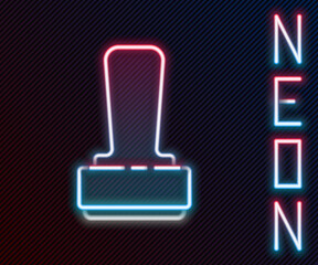 Poster - Glowing neon line Stamp icon isolated on black background. Colorful outline concept. Vector Illustration.