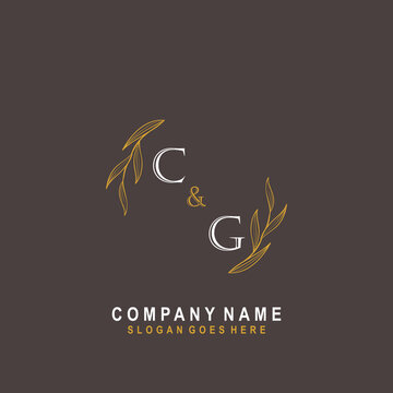 Initial CG beauty monogram and elegant logo design, handwriting logo of initial signature, wedding, fashion, floral and botanical with creative template