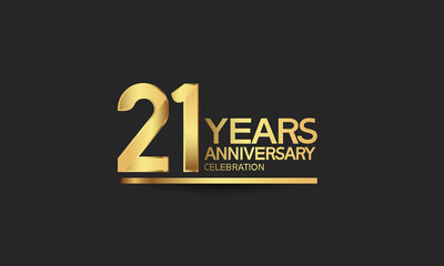 Wall Mural - 21 years anniversary celebration with elegant golden color isolated on black background can be use for special moment, party and invitation event