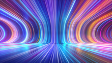 3d Render, Abstract Multicolor Spectrum Background, Bright Orange Blue Neon Rays And Colorful Glowing Lines