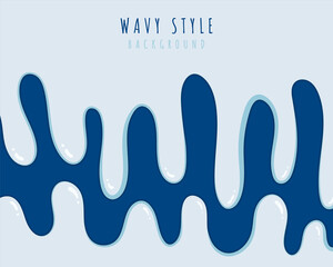 Poster - abstract blue wavy pattern design of minimal template. simple style of retro sea color background. i
