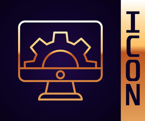 gold line software, web development, programming concept icon isolated on black background. programm