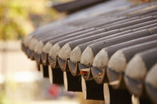 Macro Shot Of A Traditional Korean Roof, During Daylight