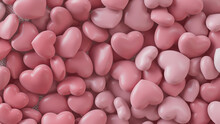 Heart Background. Valentine Wallpaper With Pink Love Hearts. 3D Render 