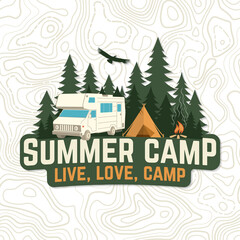 Wall Mural - summer camp. live, love, camp patch. vector. concept for badge, shirt or logo, print, stamp, apparel