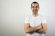 © kirill - happy smiling young male man stand closeup white background
