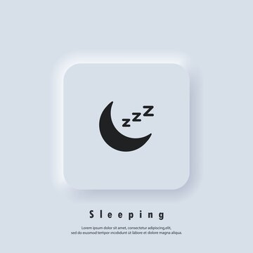 Sleeping icon. Sleep logo. Sleepy zzz. Rest, relaxation, restoration, sleep, dream, relax, insomnia. Vector. UI icon. Neumorphic UI UX white user interface web button. Neumorphism