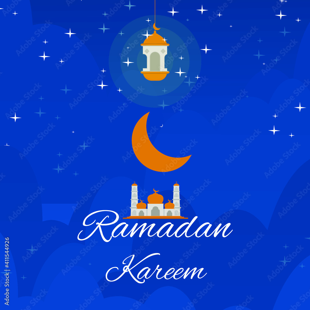 Starry night background design during the month of Ramadan Stock Vector ...