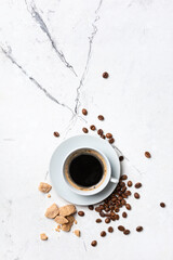 Wall Mural - Morning coffee with cane sugar in white cup