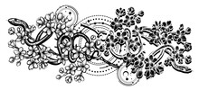 Vector Illustration, Snake On Sakura Branch,Handmade, Tattoo, White Background, Print On T-shirt