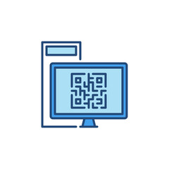 Poster - QR Code on Desktop Computer Screen vector concept colored icon or logo element