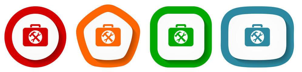 Aufkleber - Toolkit vector icon set, flat design buttons on white background for webdesign and mobile phone apps