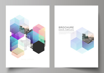 Poster - vector layout of a4 format cover mockups design templates with abstract shapes and colors for brochu