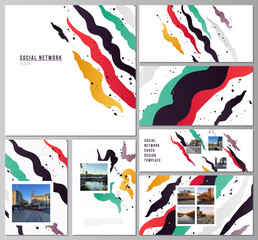 Poster - Vector layouts of modern social network mockups for cover design, website design, website backgrounds or advertising mockups, creative agency, corporate, business, portfolio, pitch deck, startup.