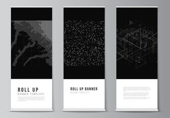 Poster - vector layout of roll up mockup templates for vertical flyers, flags design templates, banner stands