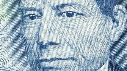 Wall Mural - Benito Juarez on vintage Mexico banknote rotating