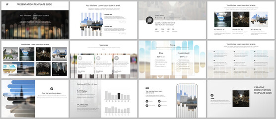 Wall Mural - Vector templates for website design, presentations, portfolio. Templates for presentation slides, flyer, leaflet, brochure, report. Background template with lines, photo place for business design.