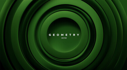 Poster - Green concentric rings. Geometric background.