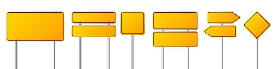 Wall Mural - road traffic signs set. blank board with place for text. mockup. isolated information sign. directio