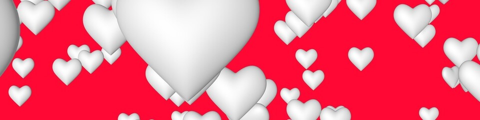 Poster - White 3d hearts on a red background. St. Valentine's Day. Themes of love and romance.
