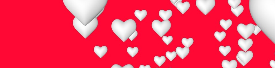 Poster - White 3d hearts on a red background. St. Valentine's Day. Themes of love and romance.