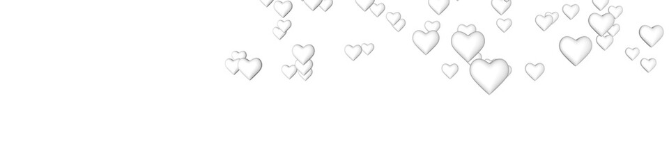 Poster - White 3d hearts on a white background. St. Valentine's Day. Themes of love and romance. Chaotic location.
