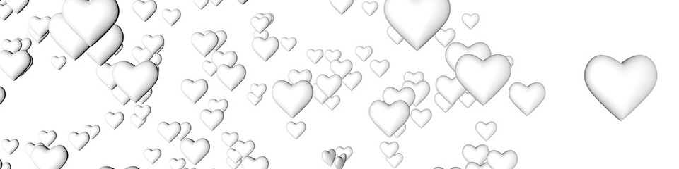 Poster - White 3d hearts on a white background. St. Valentine's Day. Themes of love and romance. Chaotic location.