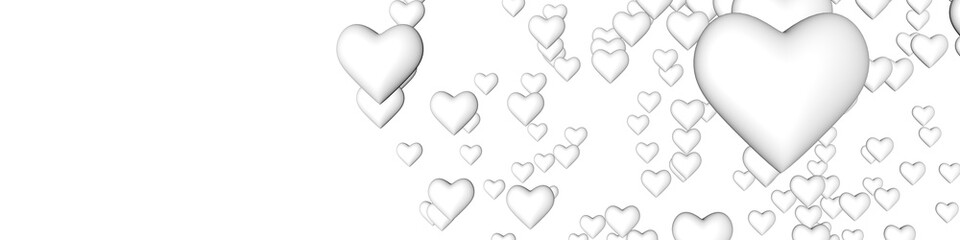 Poster - White 3d hearts on a white background. St. Valentine's Day. Themes of love and romance. Chaotic location.