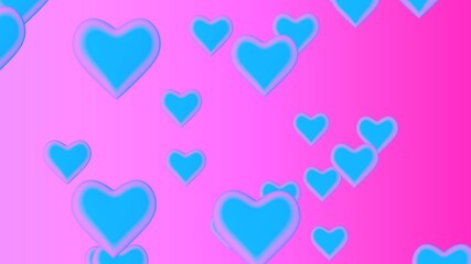 Poster - Pink blue 3d hearts. Valentine's Day. Rendering an image. Love and feelings. Relationship romance. Emotions of happiness.