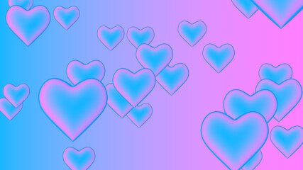 Poster - Pink blue 3d hearts. Valentine's Day. Rendering an image. Love and feelings. Relationship romance. Emotions of happiness.