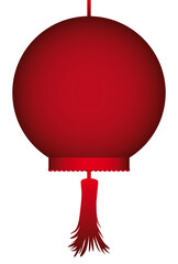 Glowing paper lantern with fringes in red design, Vector Illustration