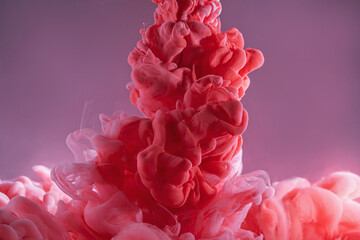 red and pink ink in water, liquid color backdrop