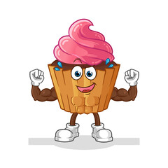 Canvas Print - cup cake muscular cartoon. cartoon mascot vector