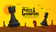3D chess battle competition background, concept of business strategy and management