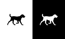 Dog Logo Silhouette On Black And White Background