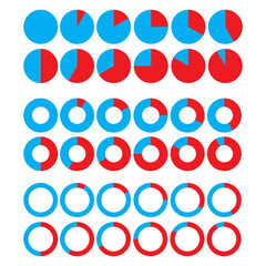 Aufkleber - Circles loading. Round blue red loading symbols. Design element. Financial chart. Isolated vector icon. Stock image. EPS 10.