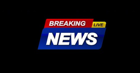Poster - breaking news template intro for tv broadcast news show program with 3d breaking news text and badge
