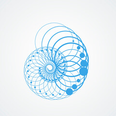 Aufkleber - Circle connect twirl for banner design. Abstract art template. Futuristic design. Digital technology backdrop. Web, graphic, banner. White background texture