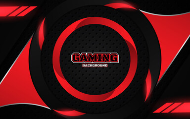 Wall Mural - abstract futuristic geometric black and red gaming background with modern esport shapes. vector desi