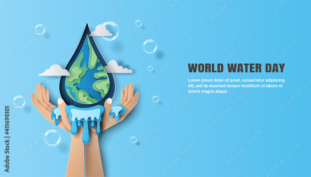 World Water Day, save water, water drop in the shape of the earth water ...