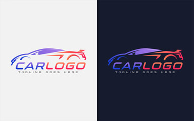 Poster - Modern Car Logo Design. Modern Colorful Silhouette Car Usable For Automotive, Business, and Services Company. Vector Logo Illustration.