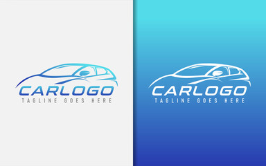 Poster - Modern Car Logo Design. Modern Colorful Silhouette Car Usable For Automotive, Business, and Services Company. Vector Logo Illustration.