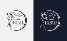 Luxurious Abstract Black Horse Logo Design. Usable For Business And Brand Company. Vector Logo Illustration.
