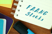 Business concept about FAANG Stocks with inscription on the page.