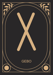 Poster - Gebo runa. Gift, partnership. Vector illustration.