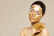 © inarik - Facial peeling Golden Mask. Gold Lifting Anti Wrinkle Aging Face Mask. Perfect Smooth Skin Care