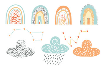 Poster - Vector Design Elements. Rainbows, Clouds, and Constellations