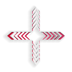Fototapete - Paper cut Arrows in four directions icon isolated on white background. Paper art style. Vector.